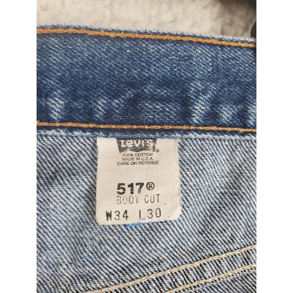 Vtg Y2K Levis 517 Blue Jeans Mens 34x30 (33x25) Straight Leg Distressed USA Made - Picture 2 of 14